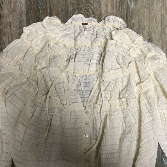 Free People Hailey Blouse Size Small Oversized Textured - Picture 8 of 11
